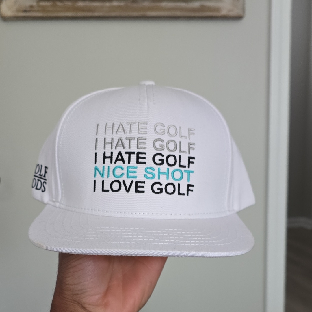 White Golf Snapback I Hate Golf I Love Golf